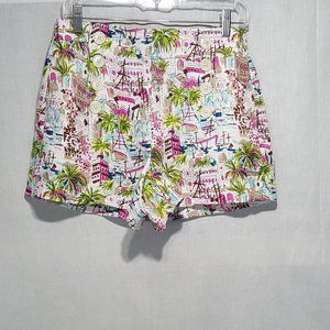 J Crew Sailor Linen Blend Shorts Sz 6 Tropical Prt